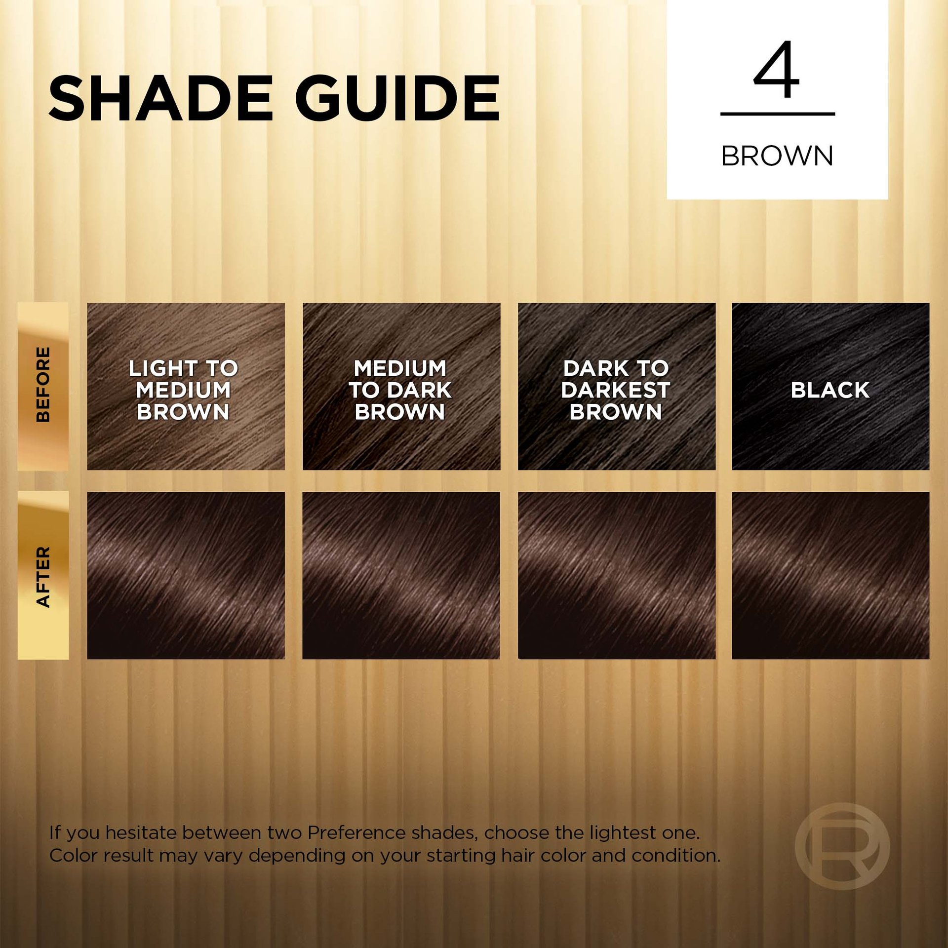 Hair before and after using Superior Preference 4 Brown